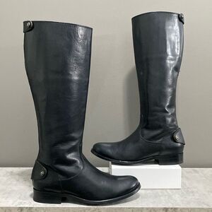Frye Melissa Button Back Zip Tall Black Leather Boots Size 7